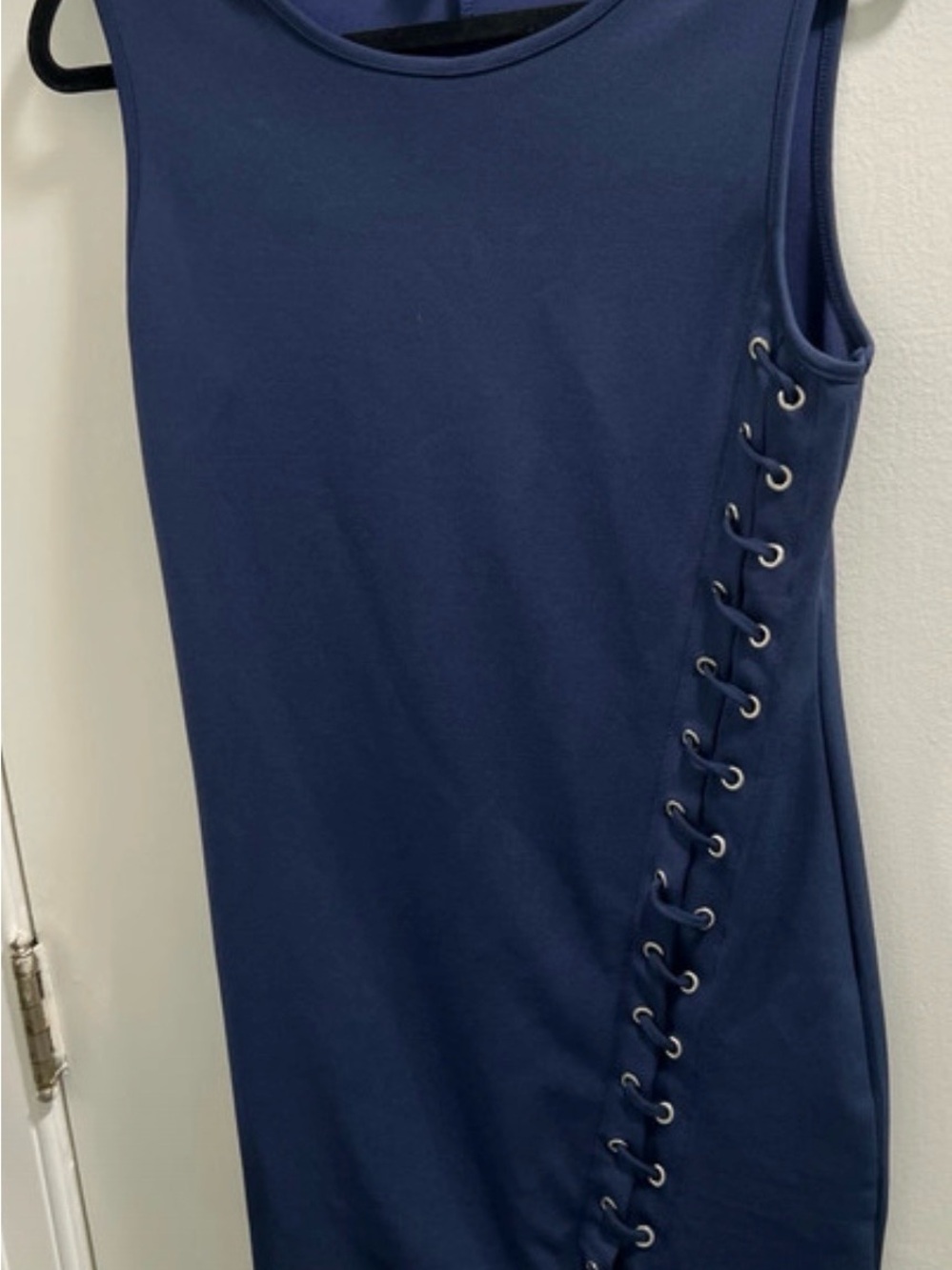 VENUS Navy Lace-Up Side Tank Top